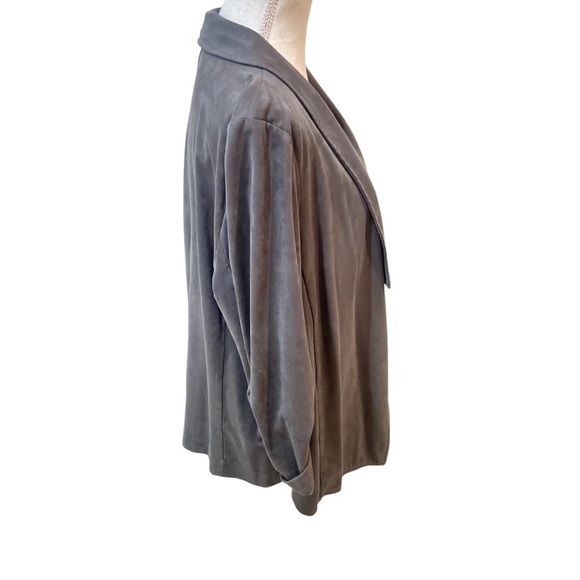 Alfani gray faux suede open front shawl collar jacket ruched sleeves size xl - Picture 5 of 7